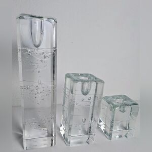 Timo Sarpaneva For Iittala Set of 3 Arkipelago Glass Candlesticks Finland EUC